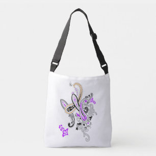 Ajustável Bolsa transversal botânica roxa
