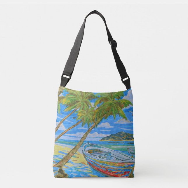 Ajustável Bolsa transversal Cena Tropical (Frente)