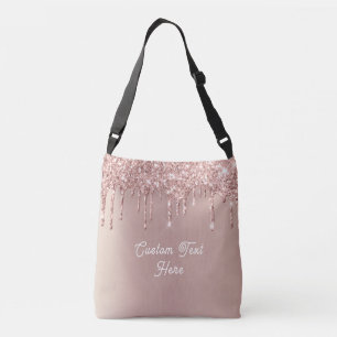 Ajustável Bolsa transversal com brilho em Rose Gold e texto