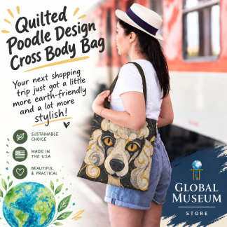 Ajustável Bolsa transversal com design de padrão de poodle a
