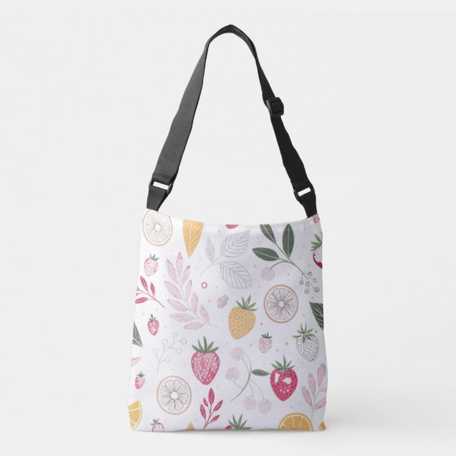 Ajustável Bolsa transversal com ilustração de frutas fofas (Frente)