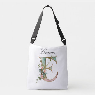 Ajustável Bolsa transversal com letra floral dourada elegant