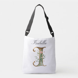 Ajustável Bolsa transversal com letra floral em ouro elegant