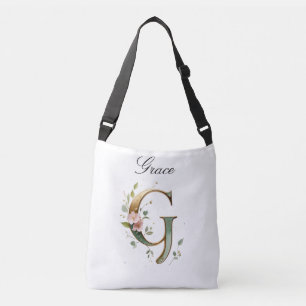 Ajustável Bolsa transversal com letra G floral em dourado el