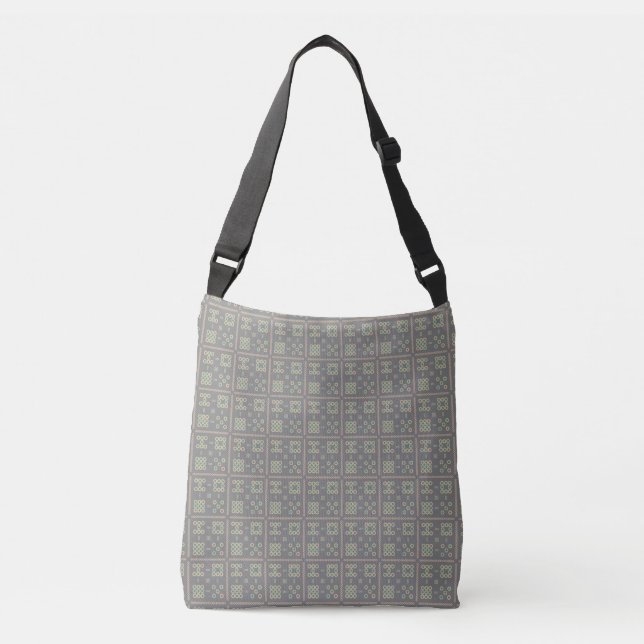 Ajustável Bolsa transversal com padrão cinza Pétalas & Donut (Frente)