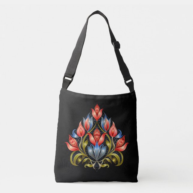 Ajustável Bolsa transversal com padrão de tulipas à meia-noi (Frente)