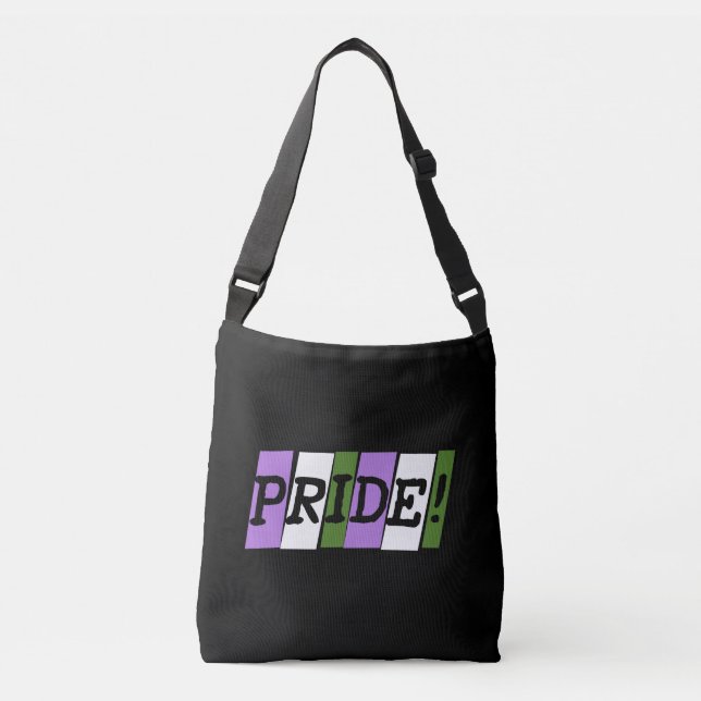 Ajustável Bolsa transversal com texto de orgulho genderqueer (Frente)