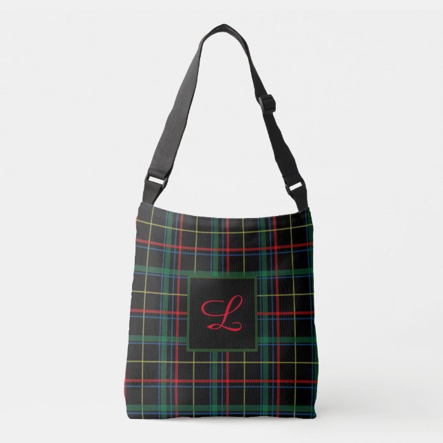 Ajustável Bolsa transversal com xadrez monograma (Frente)