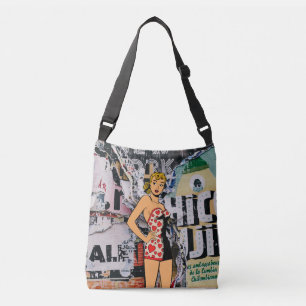 Ajustável Bolsa transversal de arte de rua pin-up retrô em m
