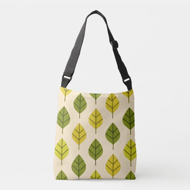Ajustável Bolsa transversal de folhas verdes e amarelas (Frente)