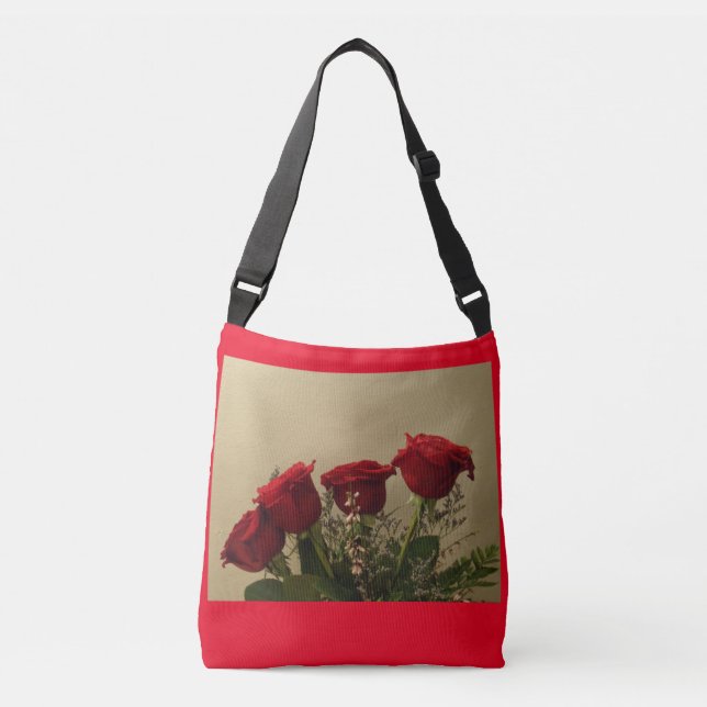 Ajustável Bolsa transversal de rosas vermelhas (Frente)