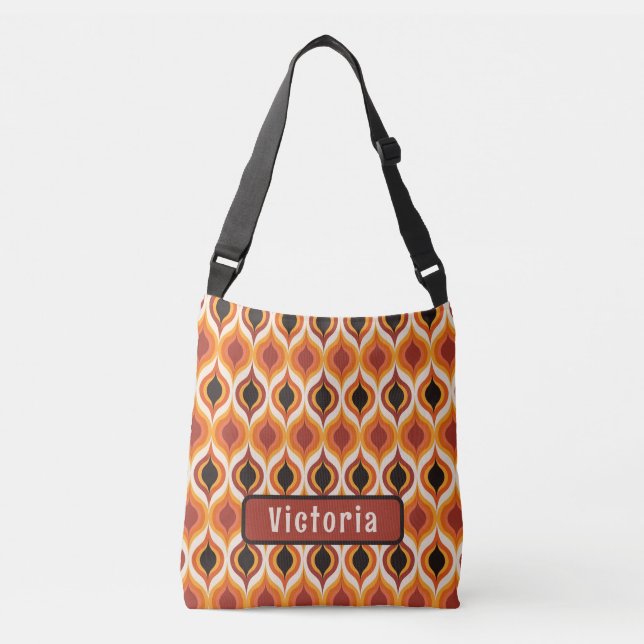 Ajustável Bolsa transversal de terracota com padrão de pavão (Frente)