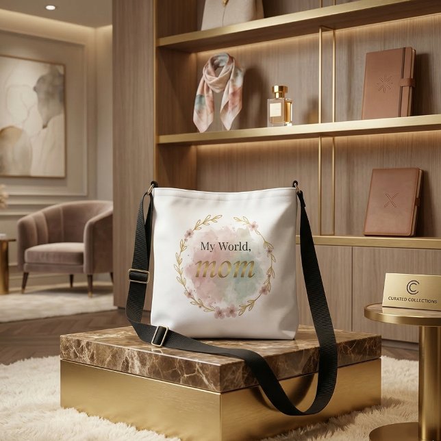 Ajustável Bolsa transversal Floral Mom – Presente para Mamãe (Elegant floral crossbody bag gift for mom)
