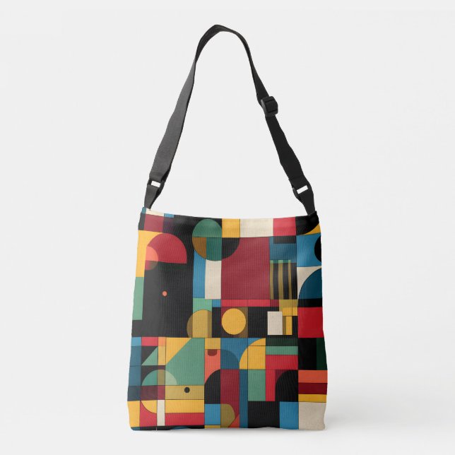 Ajustável Bolsa Transversal Geométrica Moderna Retro Bauhaus (Verso)