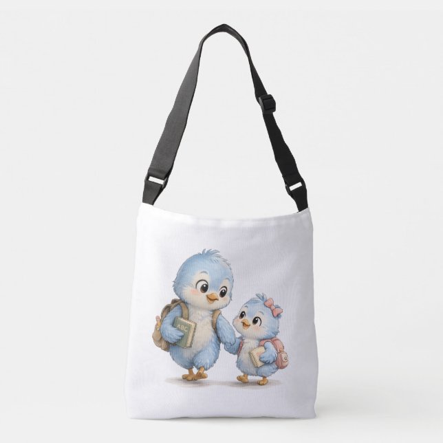 Ajustável Bolsa transversal Irmãos Pássaros Fofos (Frente)
