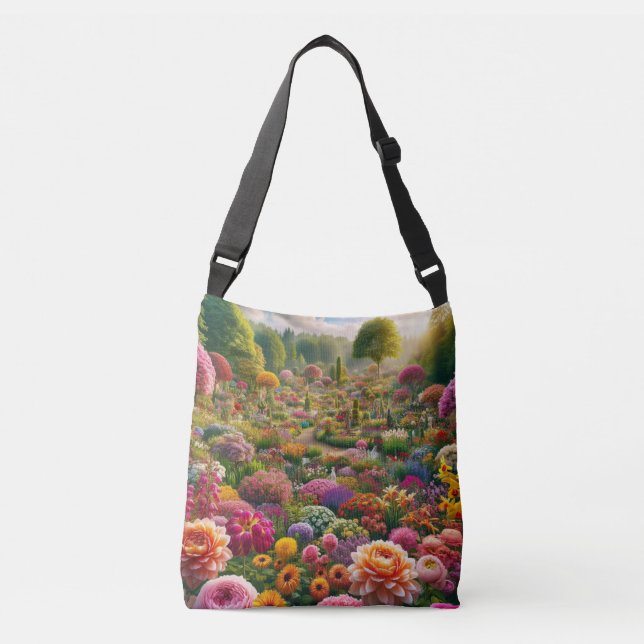 Ajustável Bolsa transversal Jardim Paraíso das Flores Arte (Frente)