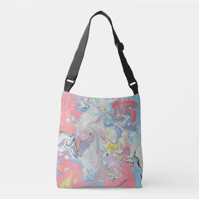 Ajustável Bolsa transversal marmoreada abstrata em pastel de (Frente)