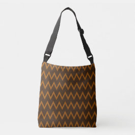 Ajustável Bolsa Transversal Marrom em Zigue-Zague