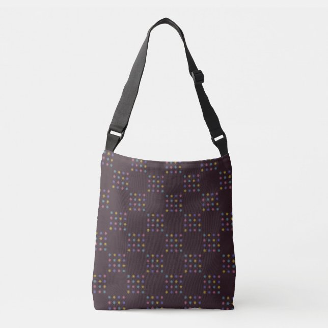 Ajustável Bolsa transversal padrão de blocos de flores (Frente)