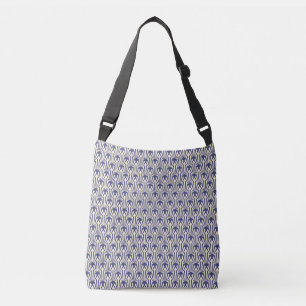 Ajustável Bolsa transversal - Padrão de leque art déco azul