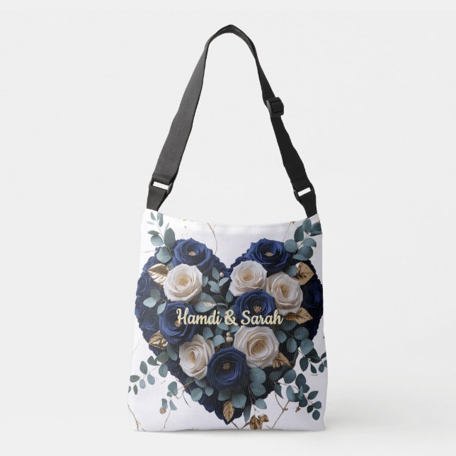 Ajustável Bolsa transversal personalizada em azul marinho co (Frente)