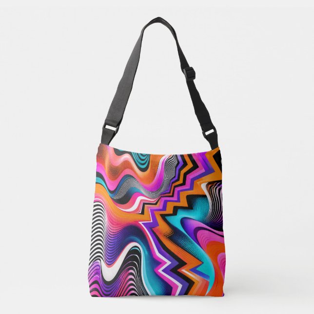 Ajustável Bolsa transversal Psychedelic Wave (Frente)