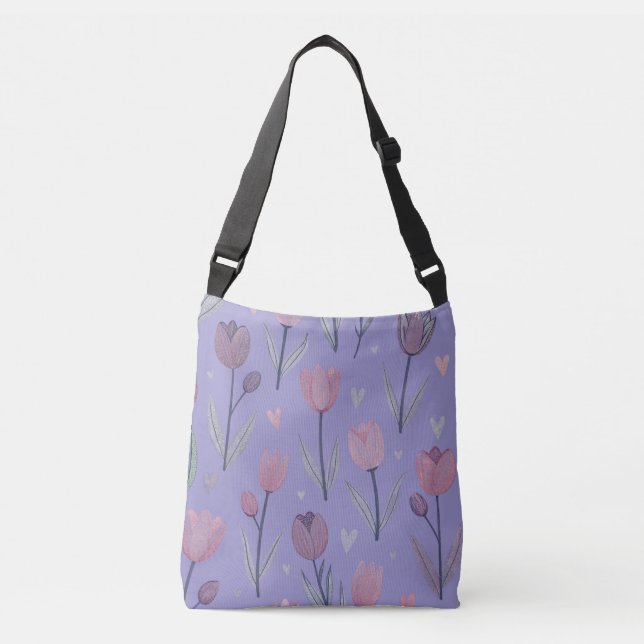 Ajustável Bolsa transversal Tulipa Roxa (Frente)