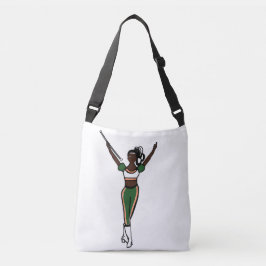 Ajustável Bolsa transversal verde laranja com bolinhas