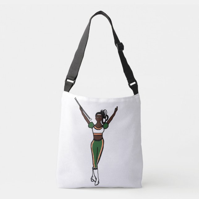 Ajustável Bolsa transversal verde laranja com bolinhas (Frente)