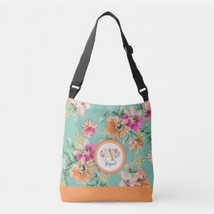 Ajustável Carregar Seu Nome Em Flores: Bolsa Floral com Mono