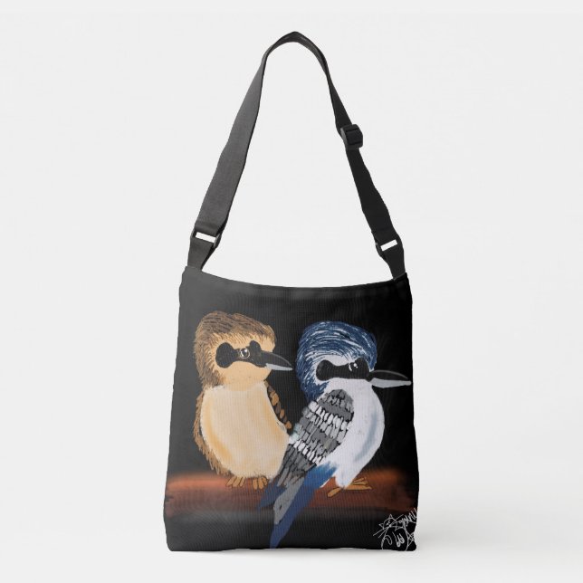 Ajustável Duas Kookaburras bolsa transversal  (Frente)