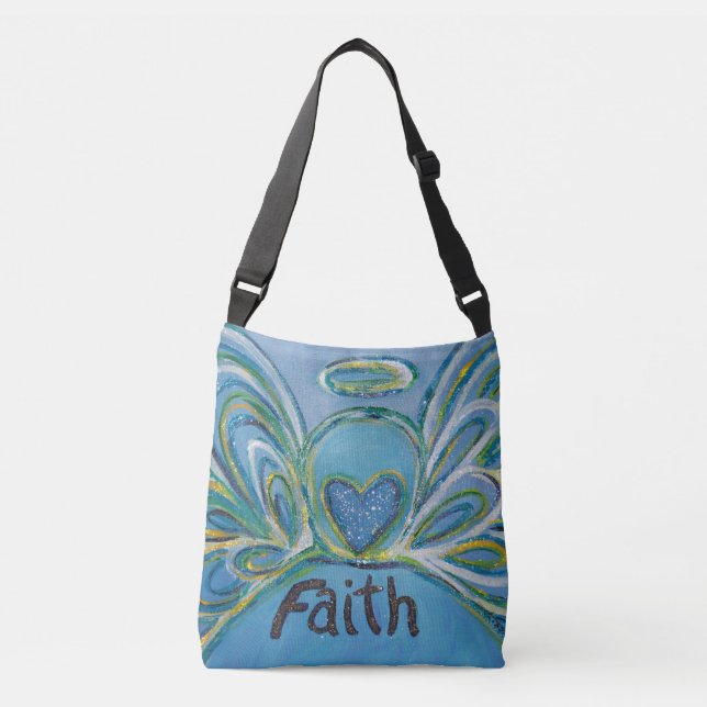 Ajustável Faith Angel Word Art Bolsa Cruzada (Frente)