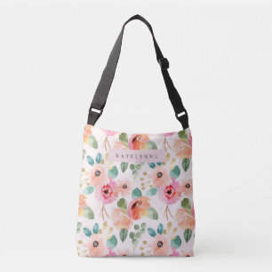 Ajustável Floral Watercolor Bolsa Fllowers Crossbody Bag