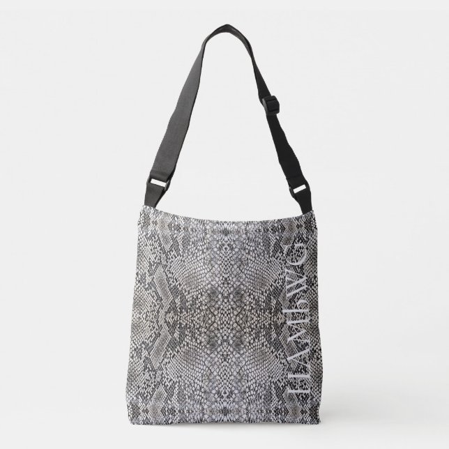 Ajustável HAMbWG Cross Body Bag ou Bolsa - B W Snakeskin Dsg (Frente)