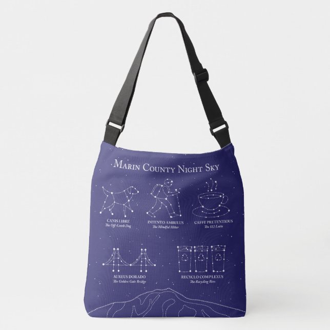 Ajustável Marin County Night Sky Grande Bolsa transversal Az (Frente)