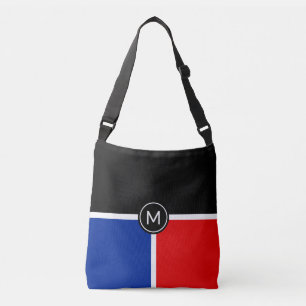 Ajustável Monograma na Bolsa transversal preta, azul e verme