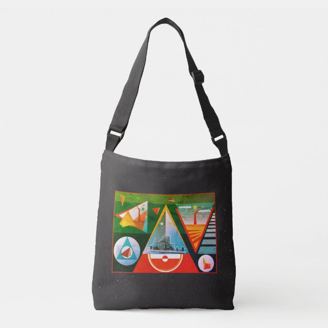 Ajustável Mundo abstrato - Bolsa transversal Colofull Mix (Frente)