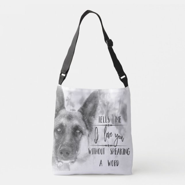 Ajustável O bolsa preto e branco da tipografia do german (Verso)