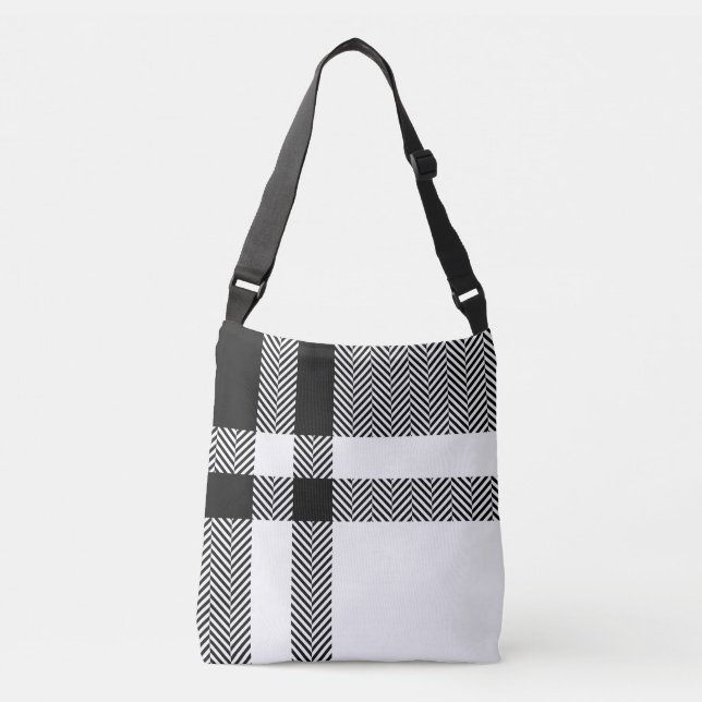 Ajustável Para sua bolsa preta e branca simples e moderna co (Frente)