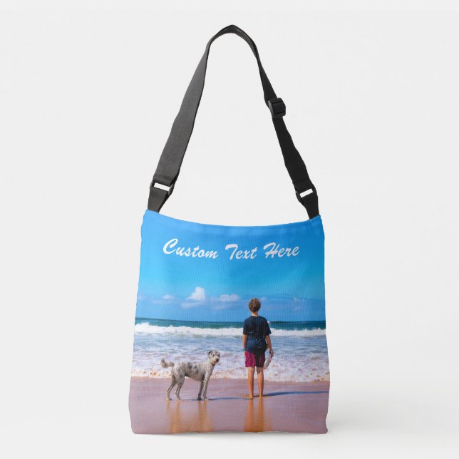 Ajustável Personalize sua bolsa de corpo cruzado com texto (Frente)