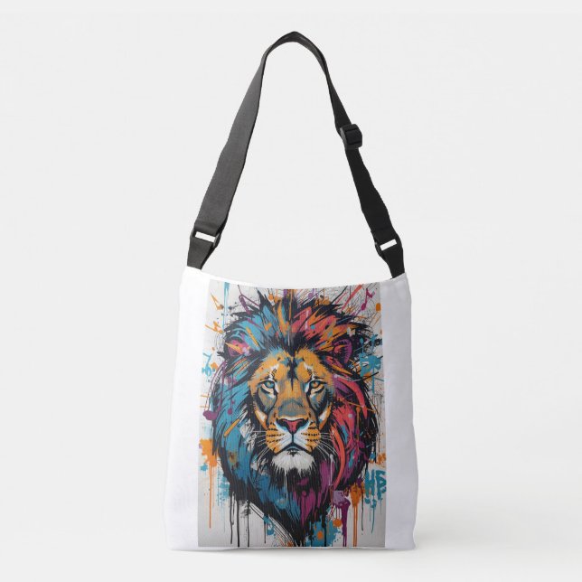 Ajustável Título Bolsa transversal de leão de graffiti abstr (Frente)