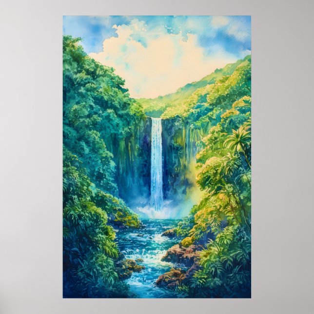 Akaka Falls State Park Watercolor Poster (Frente)