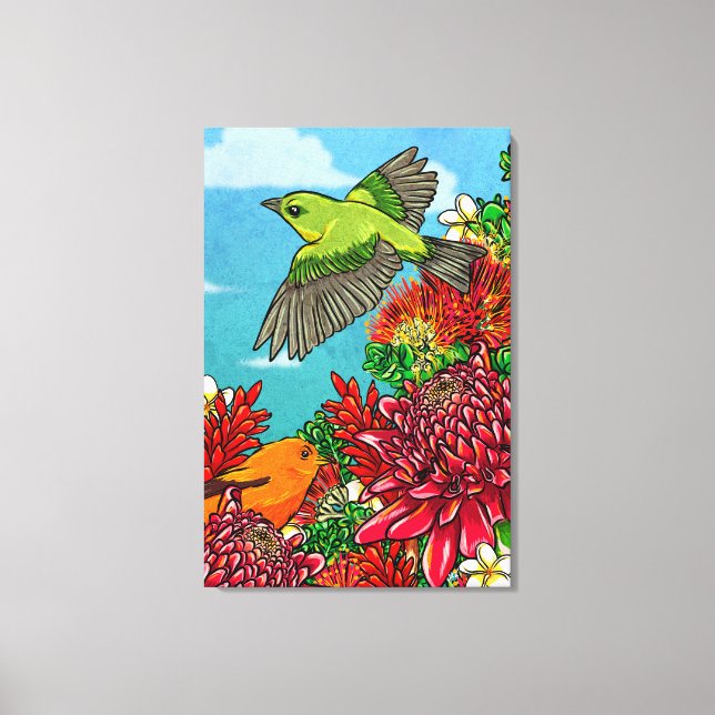 Akepa O' Hawaii 24x36 Grande Canvas de Arte de Imp (Frente)