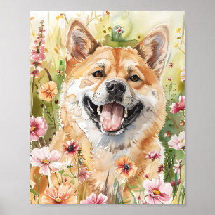 Akita Dog Watercolor Poster - Prin de Arte Floral