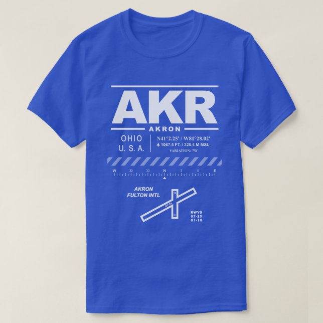 Akron Fulton International Airport AKR T-Shirt (Frente do Design)