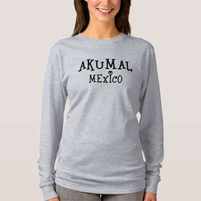 Akumal Mexico Design - Básico T-Shirt de Longa Dis (Frente)