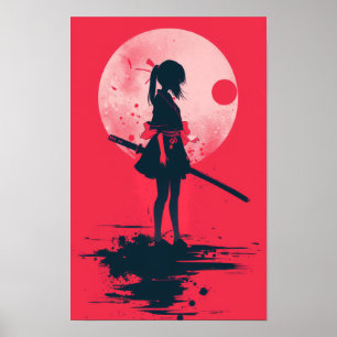 Akure Girl Samurai Cute Wall Art Poster
