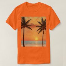 Al Art Morning Sunrise Praia Palm Tres T-Shirt
