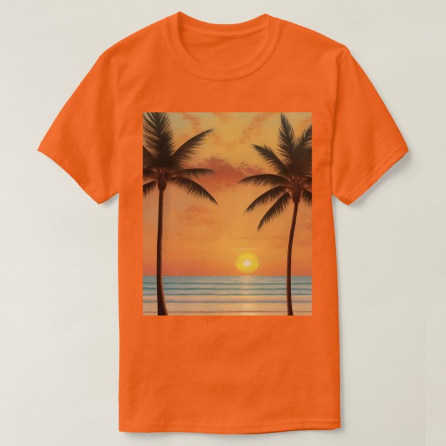 Al Art Morning Sunrise Praia Palm Tres T-Shirt (Frente do Design)