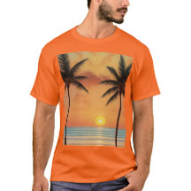 Al Art Morning Sunrise Praia Palm Tres T-Shirt